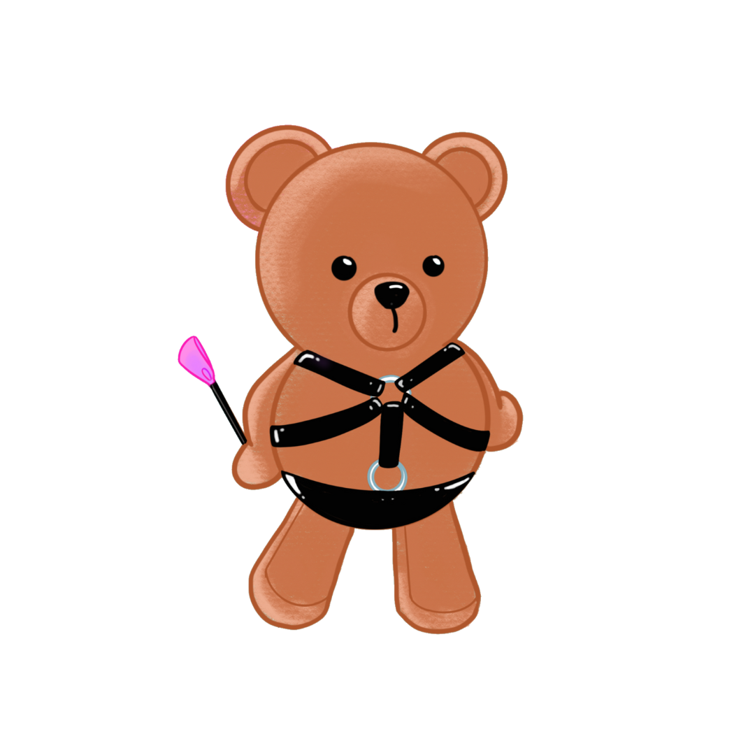 Teddy Bear Phin with Riding Crop Sticker